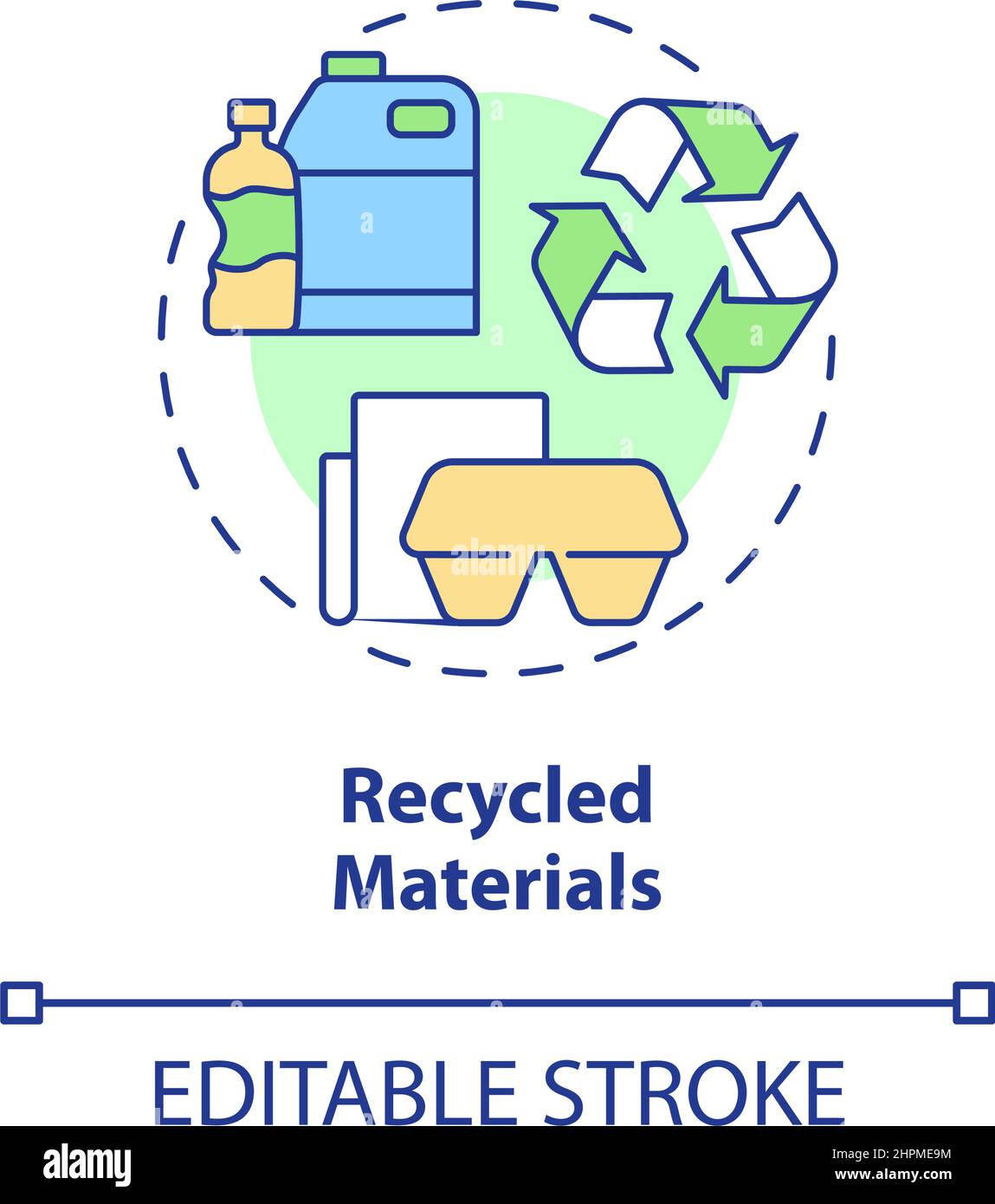 Icône de concept de matériaux recyclés Illustration de Vecteur