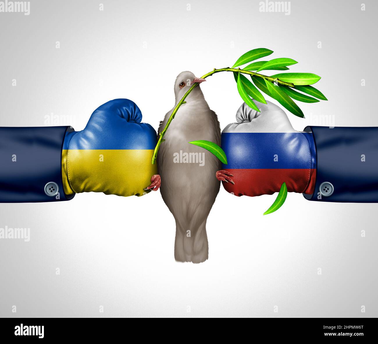 La Russie et l'Ukraine tensions en tant que conflit géopolitique conflit entre la nation ukrainienne et la nation russe en tant que concept de sécurité européenne dû à des questions politiques. Banque D'Images