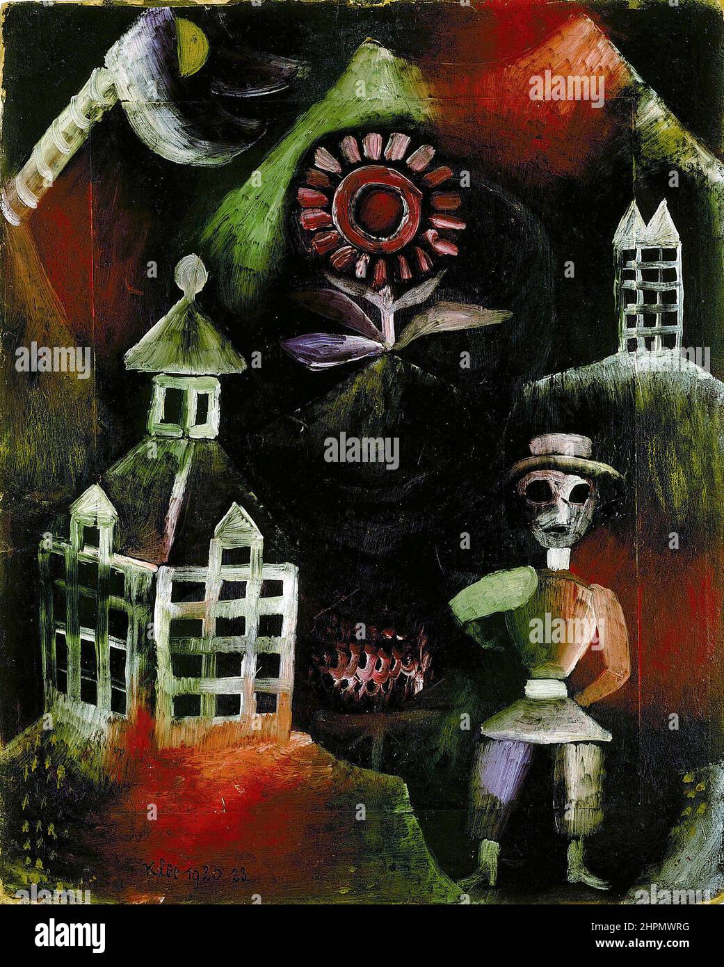 École de Paul Klee (1879-1940), huile sur papier à bord, 1920 Banque D'Images