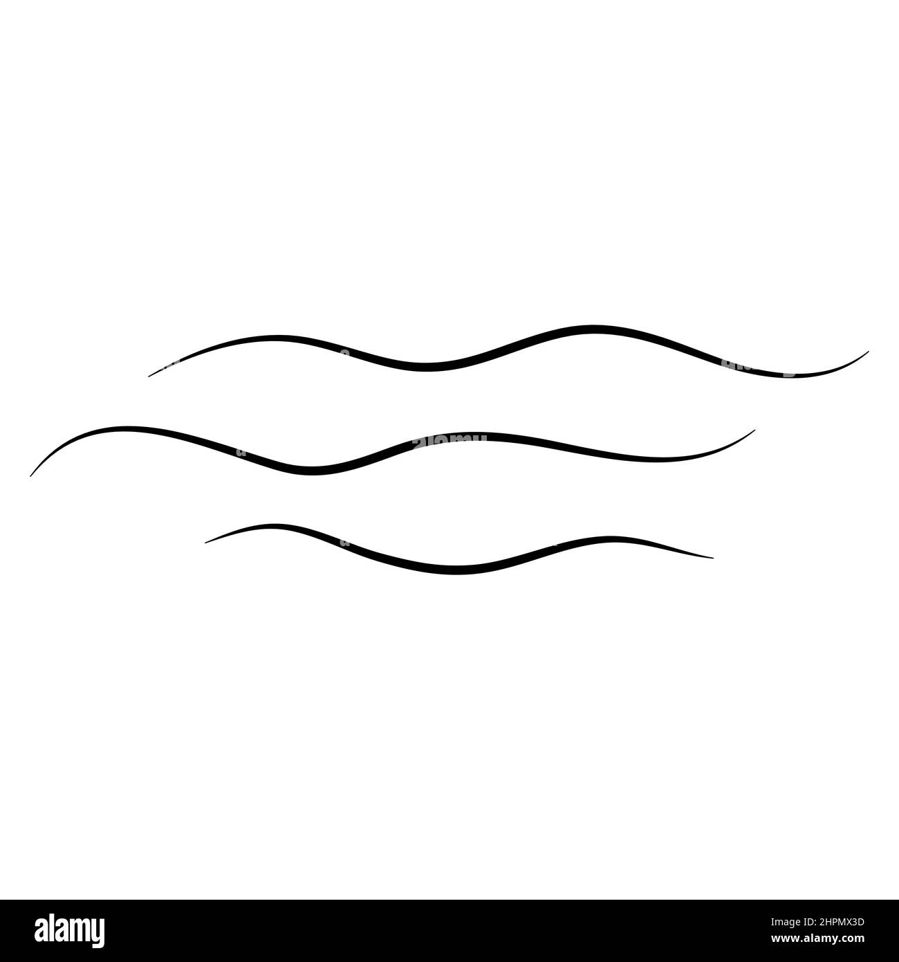 Simple vague minimaliste dessiné à la main eau lac rivière logo illustration vectorielle, design isolé sur fond blanc Illustration de Vecteur