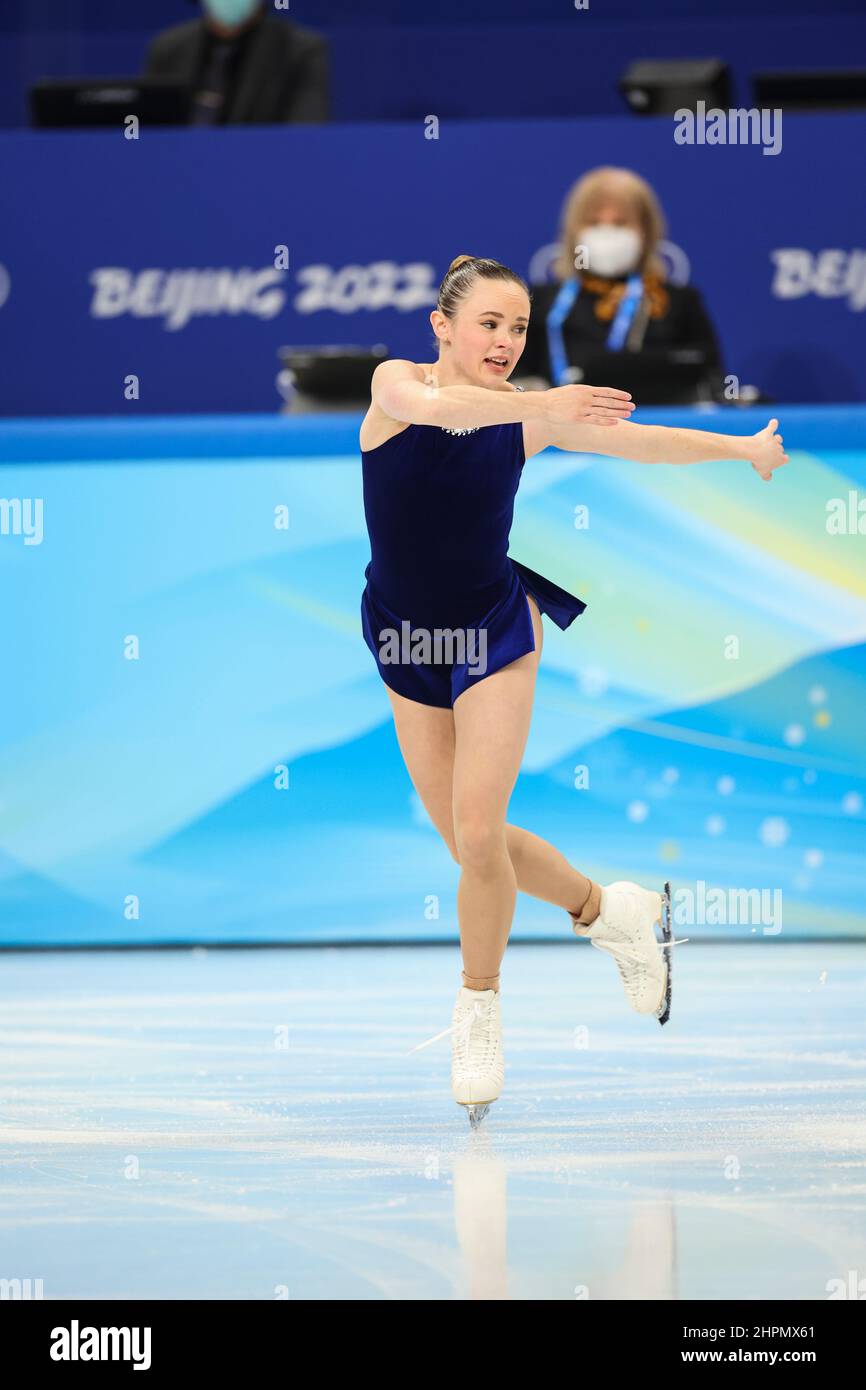 Mariah Bell (Etats-Unis), 15 FÉVRIER 2022 - Patinage de la figure : Programme court pour les femmes pendant les Jeux Olympiques d'hiver de Beijing 2022 à Capital Indoor Stadi Banque D'Images