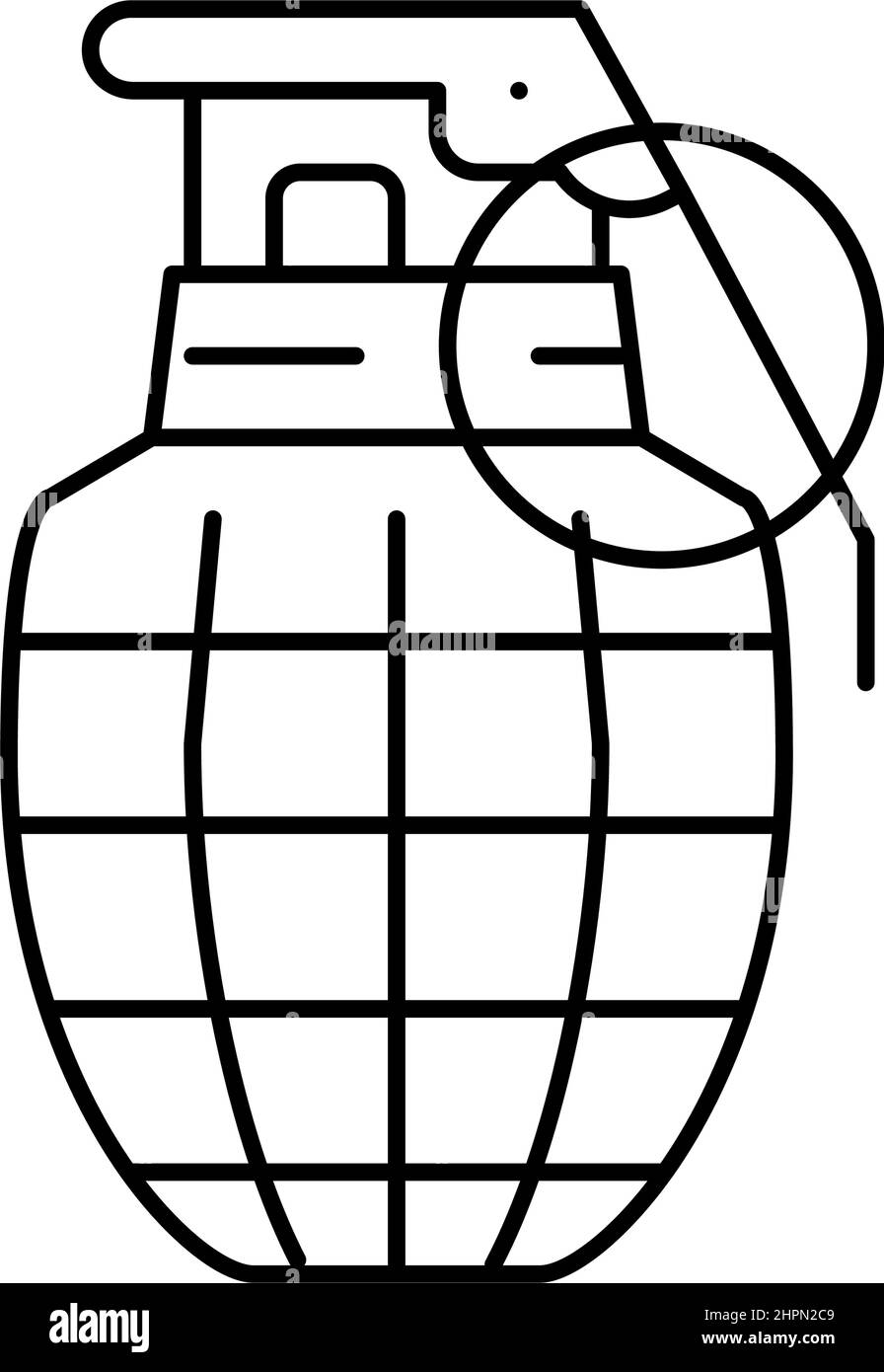 illustration vectorielle d'icône de ligne d'arme de guerre de grenade Illustration de Vecteur