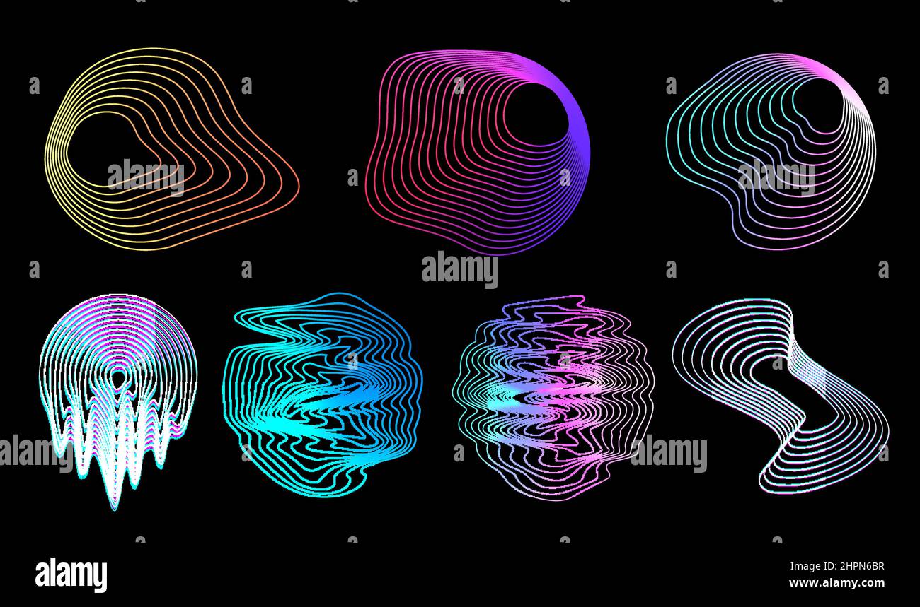 Formes futuristes de forme de cercle. Effet liquide et de démangeaison Illustration de Vecteur