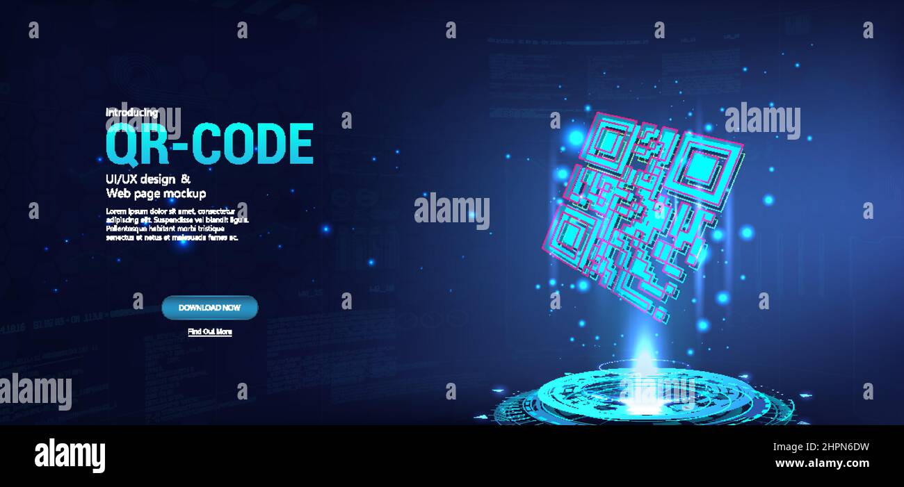 Bannière futuriste QR code Illustration de Vecteur