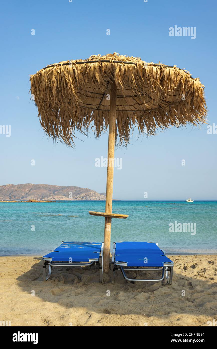 Scène tranquille sur la plage Elafonissi, Crète, Grèce Banque D'Images