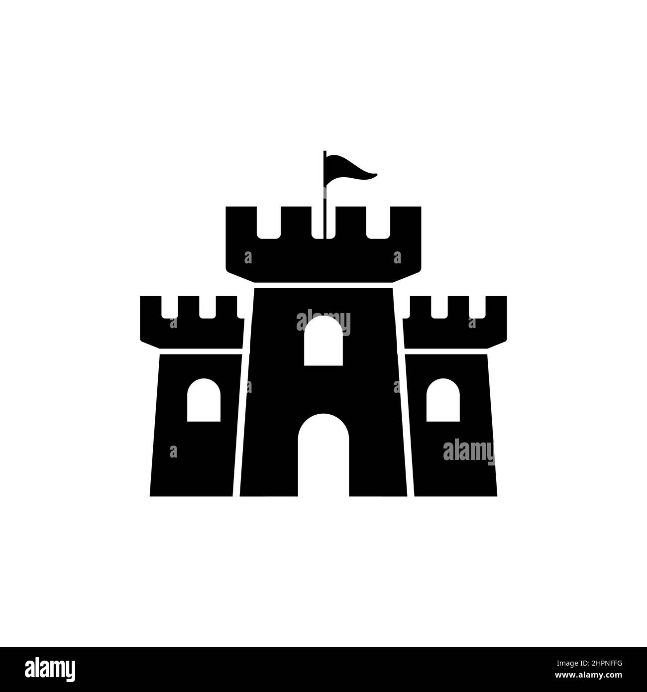 Château vecteur icône fort symbole tour.Logo de la tour du château, symbole de la silhouette médiévale Illustration de Vecteur