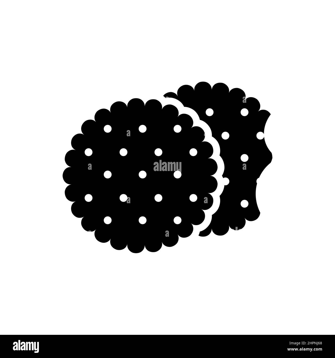 Biscuit cookie vecteur morsure dessin animé noir illustration. Vue de dessus du cookie Vector biscuit Illustration de Vecteur