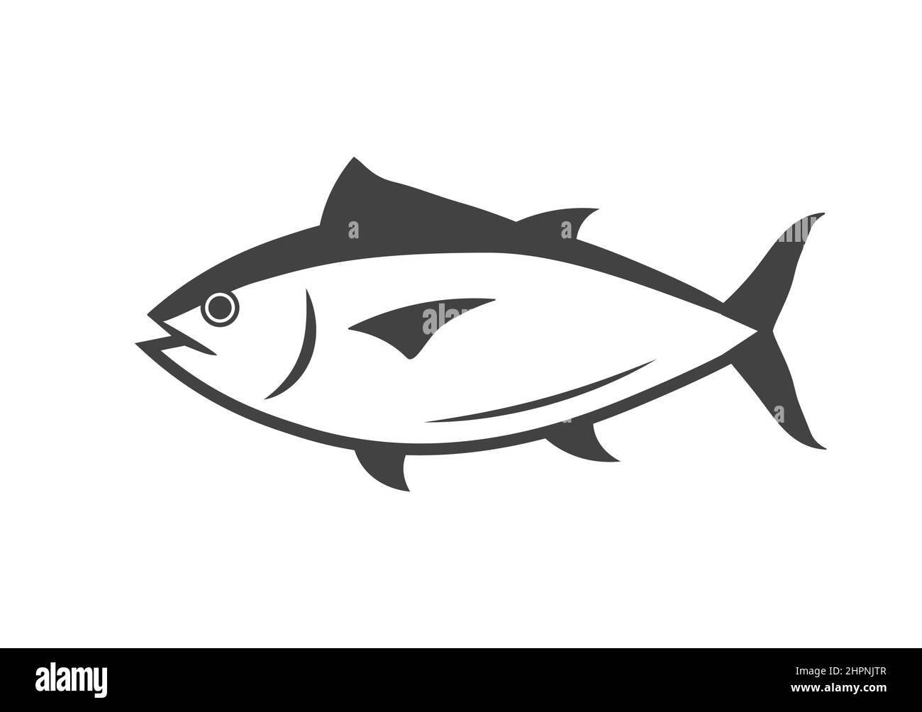 Illustration du contour de l'icône du logo du thon.Saumon thon ligne de poissons icône fruits de mer logo Illustration de Vecteur