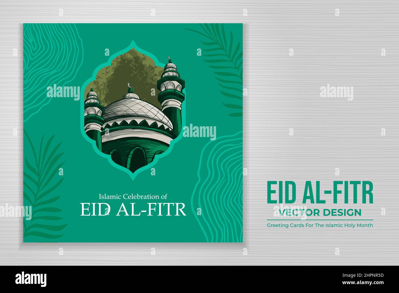 Carte de vœux de Ramadan à motif plat dessiné à la main Illustration de Vecteur