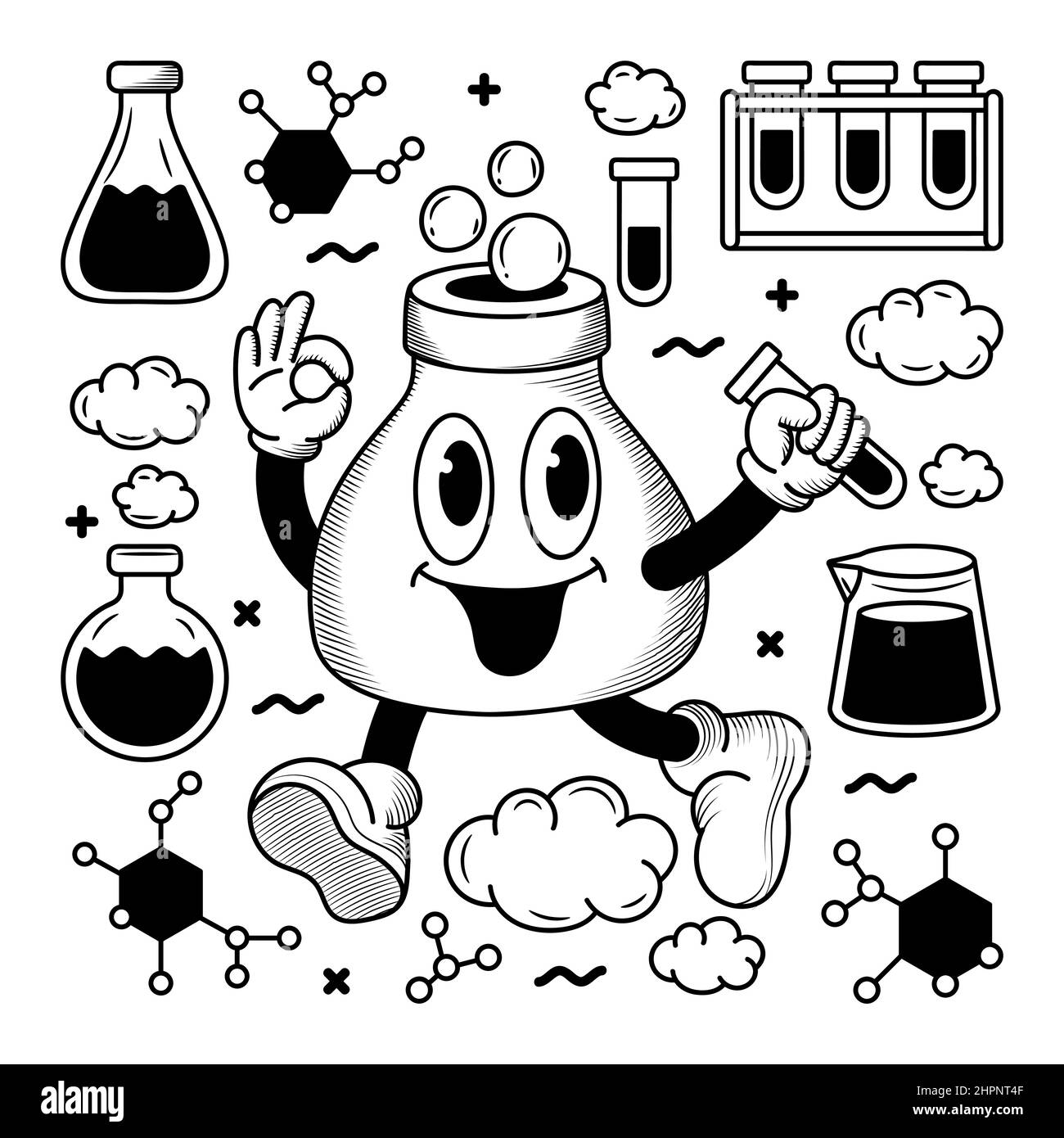 Journée nationale de la science avec illustration d'un caniche dessiné à la main Illustration de Vecteur