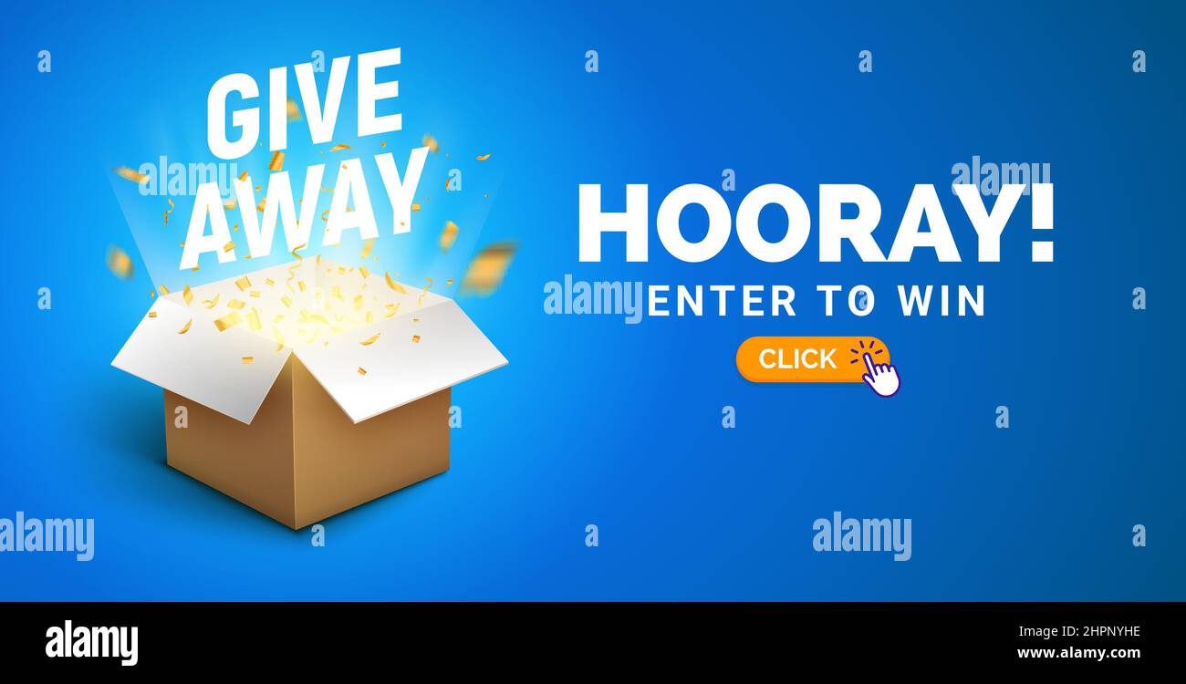 Affiche de présentation du concept de l'annonce du quiz. Boîte-cadeau bonus boîte ouverte Illustration de Vecteur