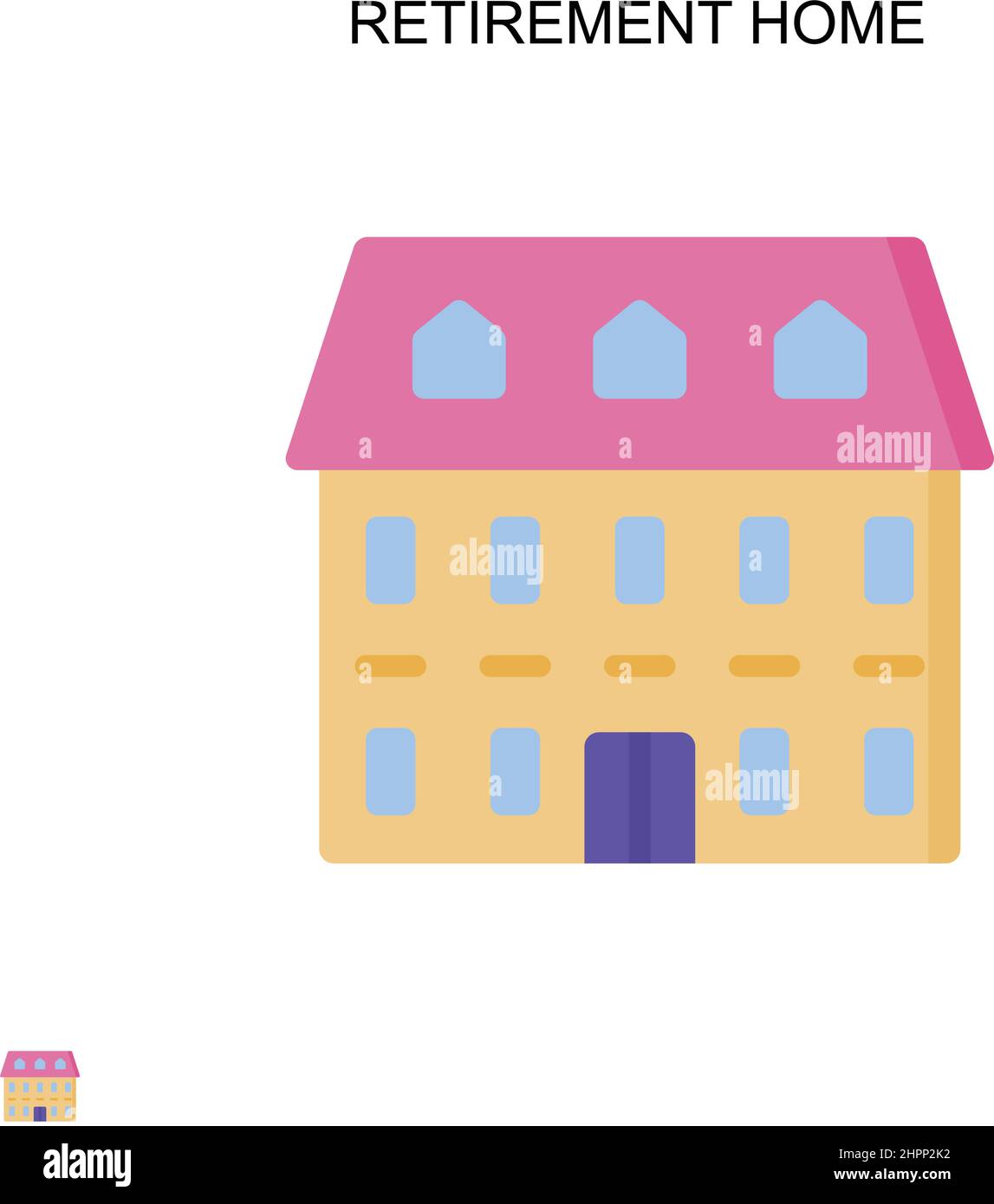 Maison de retraite simple icône de vecteur. Modèle de conception de symbole d'illustration pour élément d'interface utilisateur Web mobile. Illustration de Vecteur