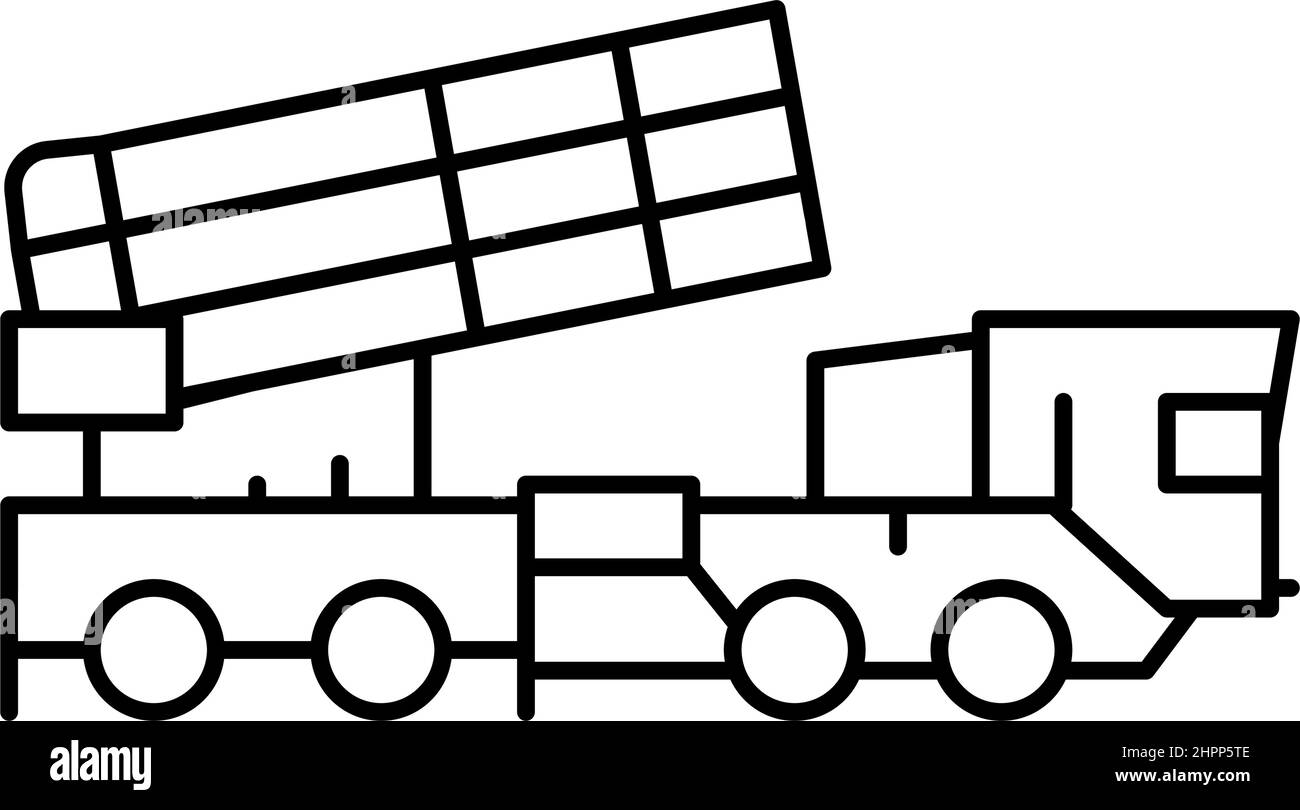 illustration vectorielle de l'icône de la ligne de la machine de défense aérienne Illustration de Vecteur
