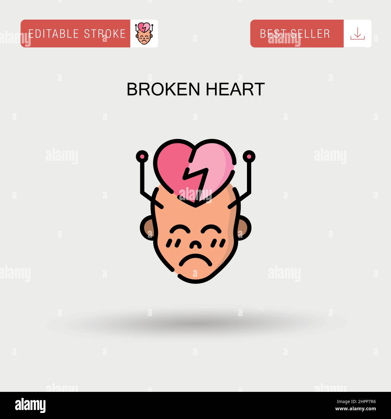 Icône de vecteur simple cœur brisé. Illustration de Vecteur