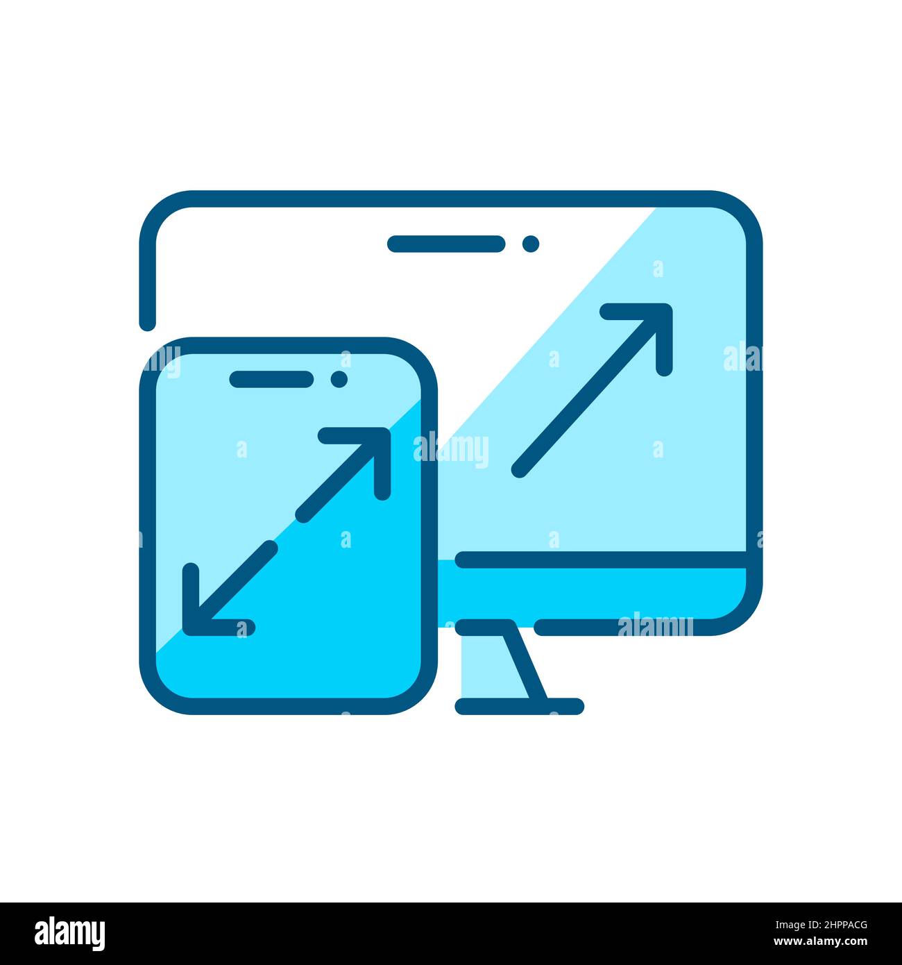Symbole de conception Web évolutive et réactive. Icône de couleur de contour pixel Perfect, modifiable Illustration de Vecteur