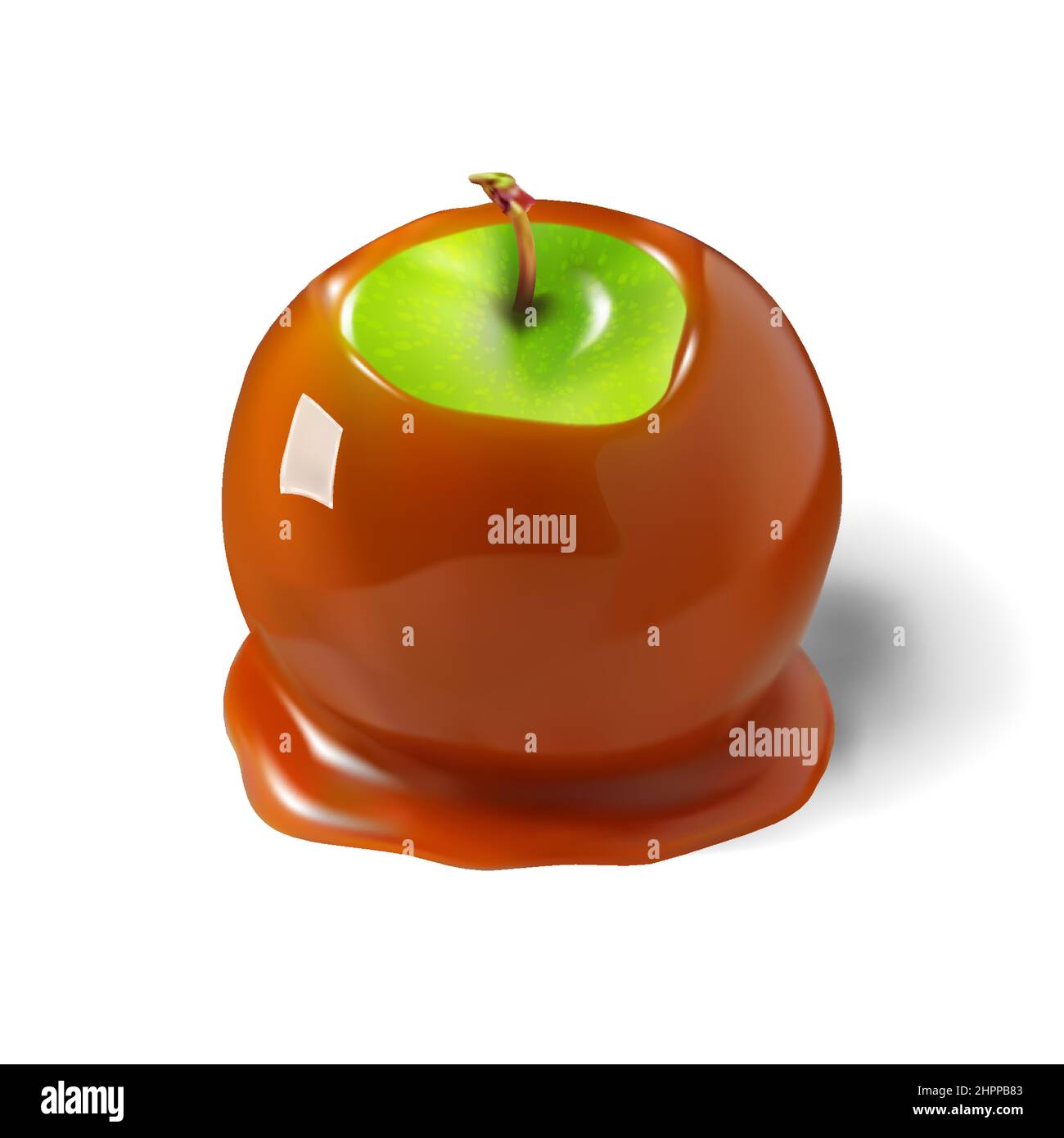 Pomme en caramel illustrée. Vecteur réaliste, illustration 3D Illustration de Vecteur