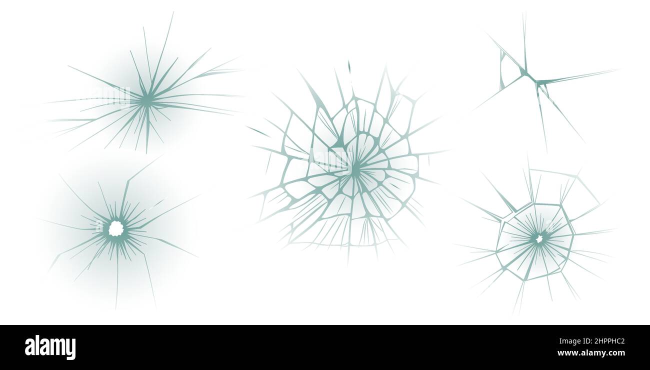 Fissures de la vitre. Glace cassée. Puces sur surface transparente, affichage électronique, fenêtre. Illustration d'esquisse vectorielle. Illustration de Vecteur