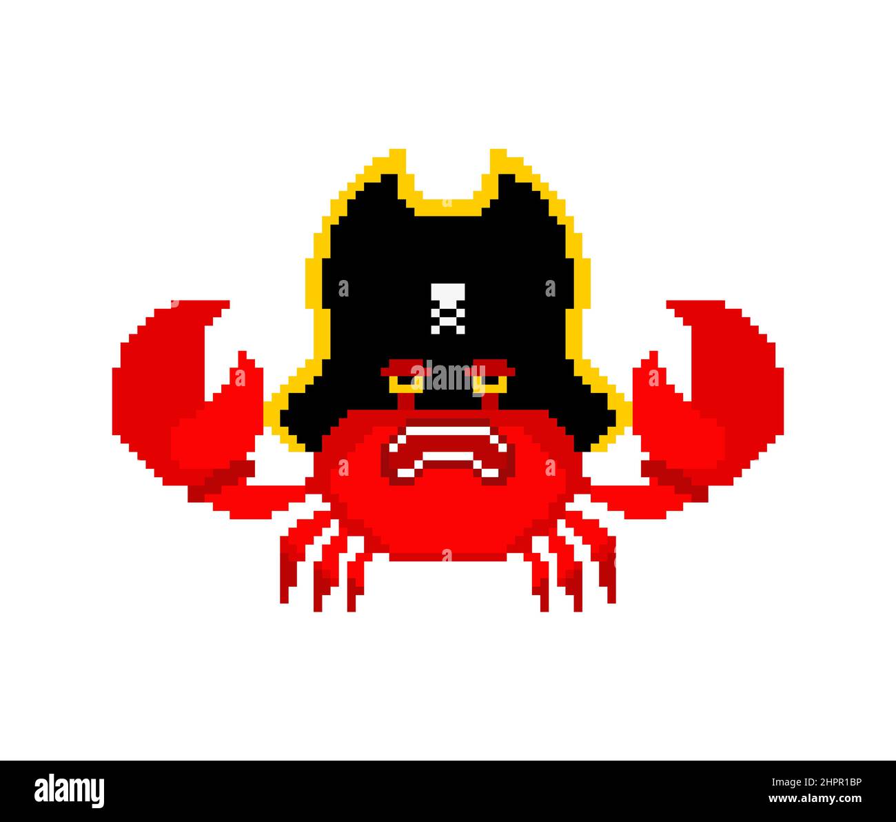 Crab Pirate pixel art. Le cancer de la mer filibuster 8 bit. Illustration pixelated Vector Illustration de Vecteur