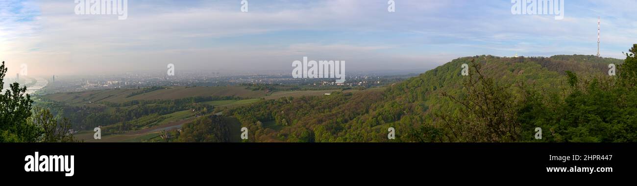 Panorama pittoresque de vienne avec la banlieue et vue sur les vignobles de Grinzing, Vienne Banque D'Images