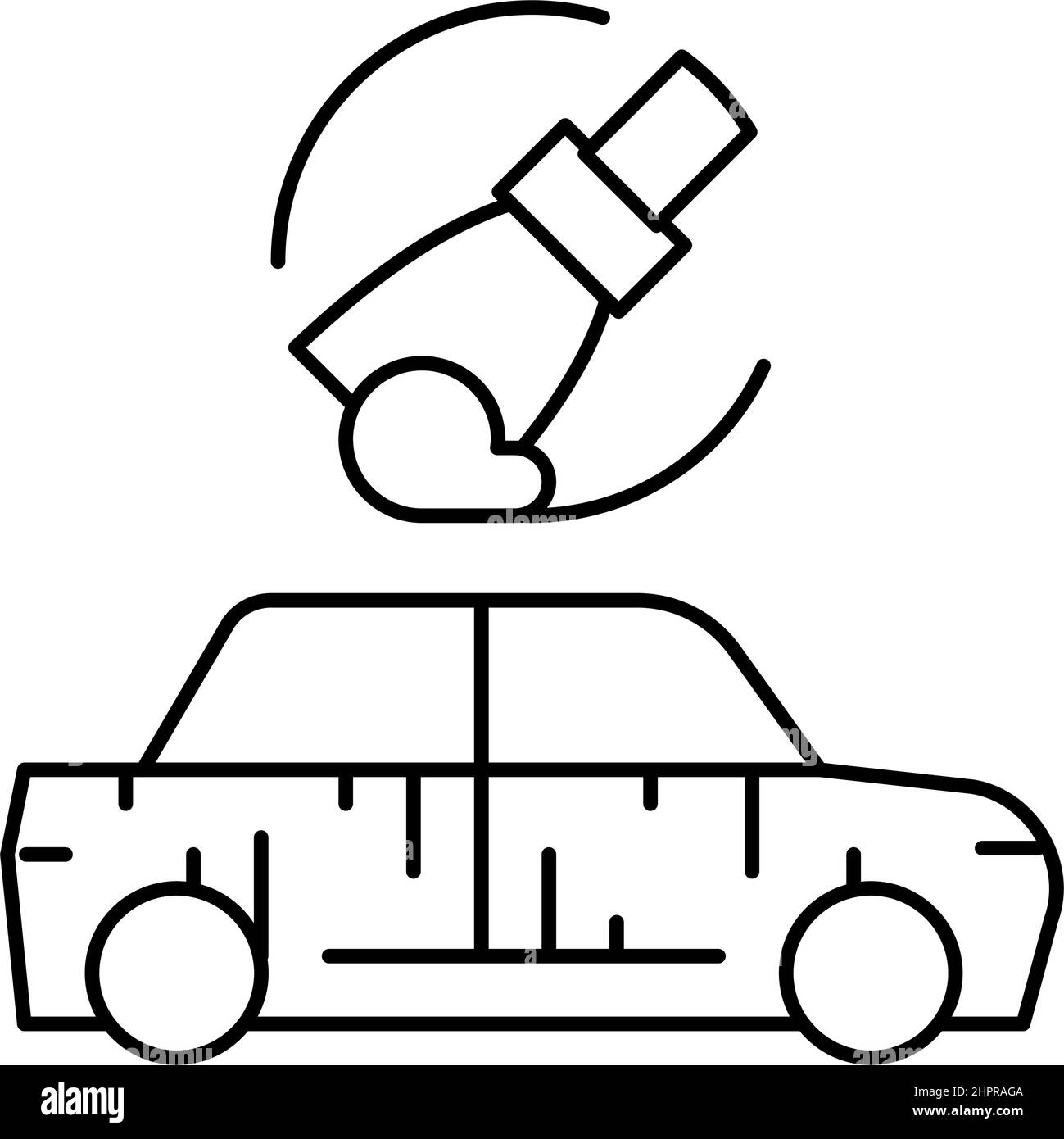 ponçage de l'illustration vectorielle de l'icône de la ligne de voiture Illustration de Vecteur