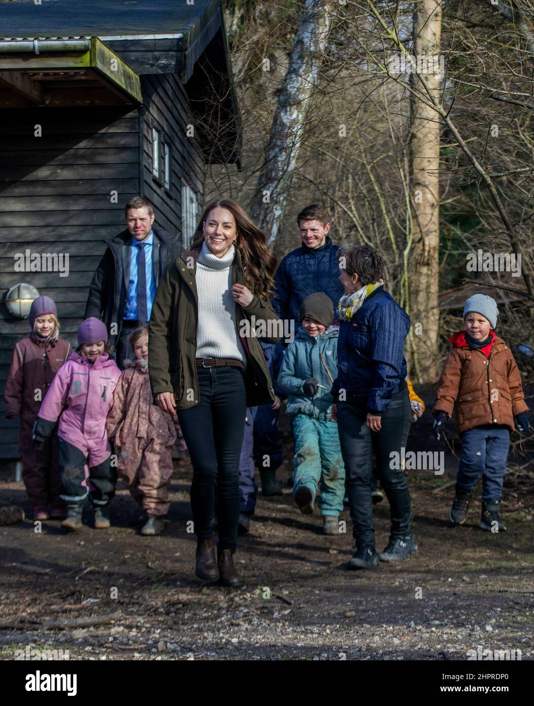 La princesse Catherine, duchesse de Cambridge, quitte la Forest Kindergarten à Ballerup, le 23 février 2022, après une visite officielle au Danemark pour la dernière d'une visite de 2 jours afin de promouvoir son travail sur l'éducation de la petite enfance photo: Albert Nieboer/Netherlands OUT/point de vue OUT Banque D'Images