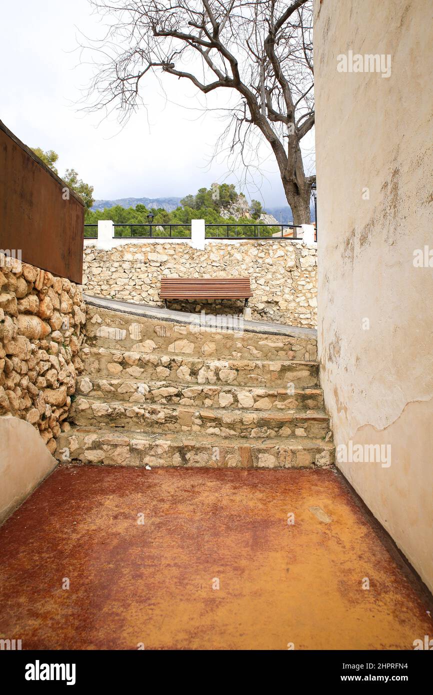 Trinquet court de jouer le sport traditionnel pelota dans la ville d'Abdet dans la province d'Alicante, Espagne Banque D'Images