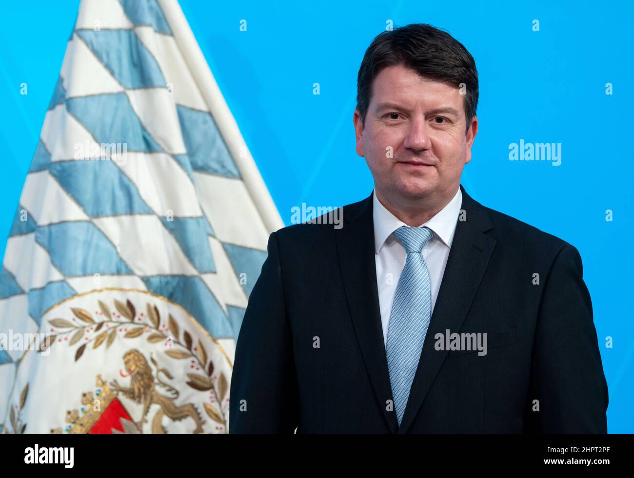 Munich, Allemagne. 23rd févr. 2022. Sandro Kirchner (CSU), nouveau secrétaire d'Etat au ministère bavarois de l'intérieur, photographié au Palais Prinz-Carl. Credit: Sven Hoppe/dpa/Alay Live News Banque D'Images