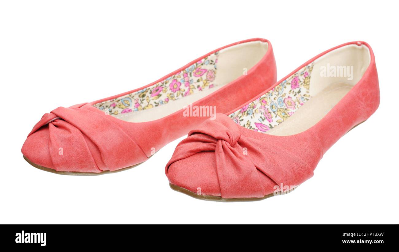 Chaussures en cuir pour femmes, isolé sur un fond blanc. Banque D'Images