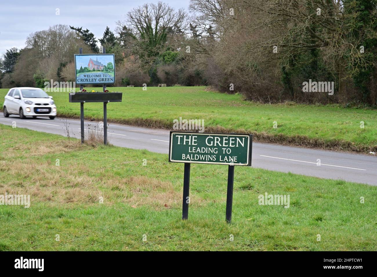 Croxley Green Village signes de bienvenue voiture Banque D'Images