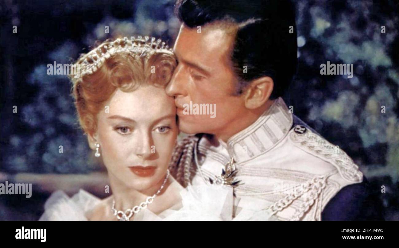 LE PRISONNIER DU film ZENDA 1952 MGM avec Deborah Kerr comme princesse Flavia et Stewart Granger comme roi Ridolf V. Banque D'Images