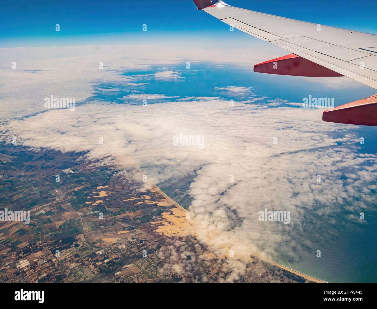 Vue aérienne de la réserve naturelle nationale de Guadalupe-Nipomo Dunes, de Guadalupe et de la ville de Californie Banque D'Images