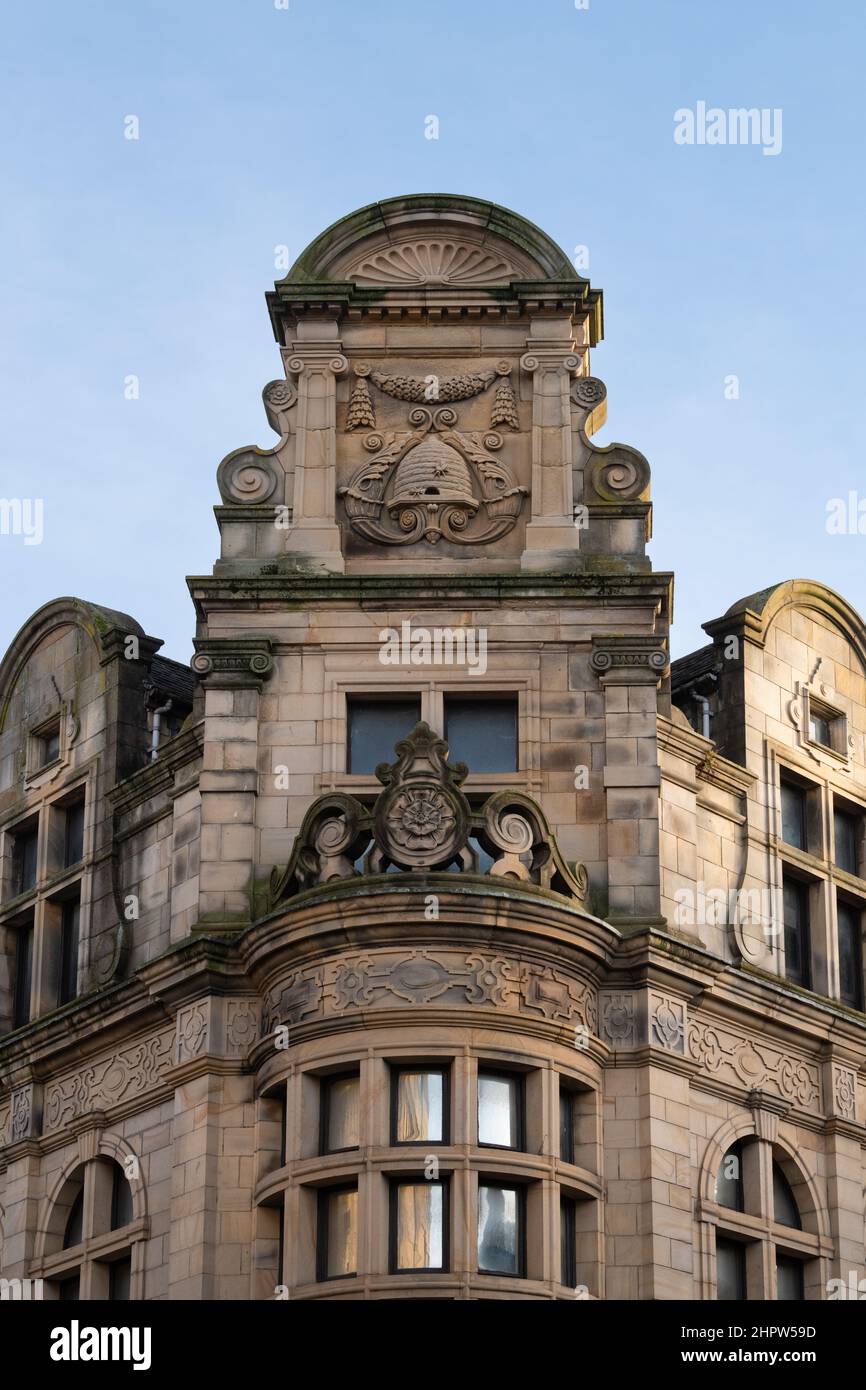 Symbole ou logo Coop Beehive, Church Street, Lancaster, Angleterre, Royaume-Uni Banque D'Images