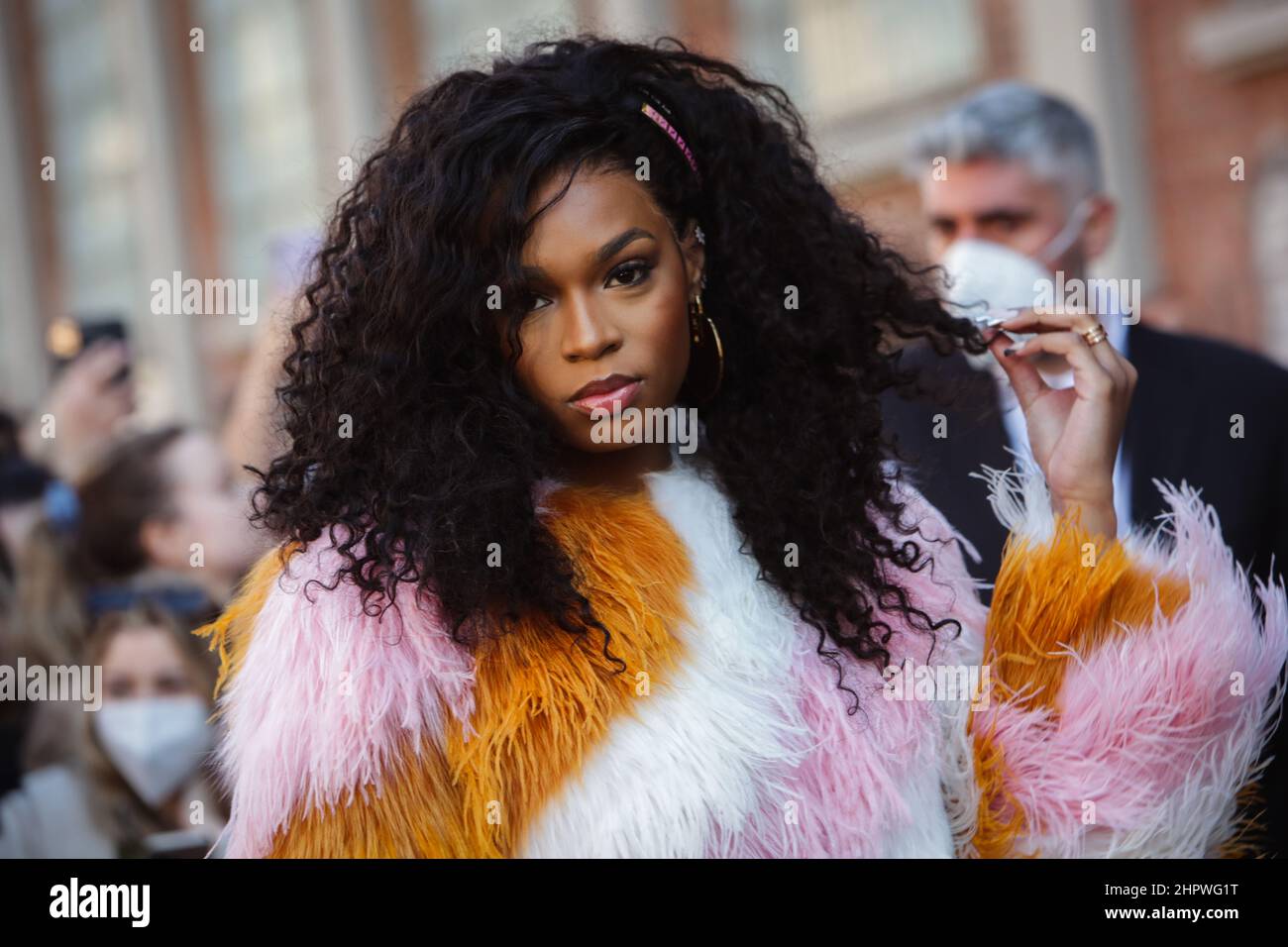 Milan, Italie. 23rd févr. 2022. Didi Stone arrive au spectacle de mode Fendi pendant la semaine de mode de Milan automne/hiver 2022/2023 le 23 février 2022 à Milan, Italie. Crédit : Agence photo indépendante/Alamy Live News Banque D'Images