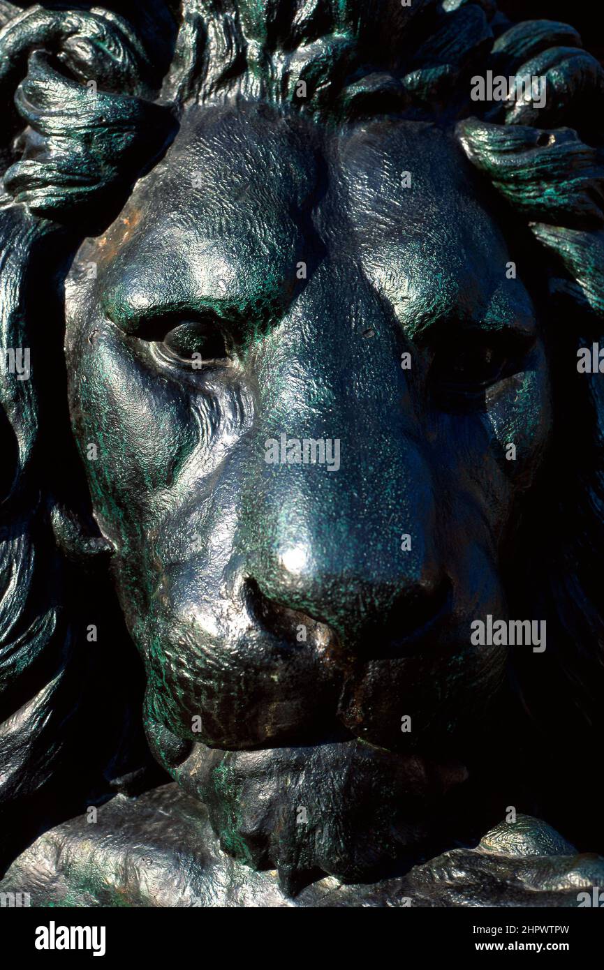 Maximilian II Figure Sculpture d'un visage Lions, Munich, haute-Bavière, Allemagne Banque D'Images