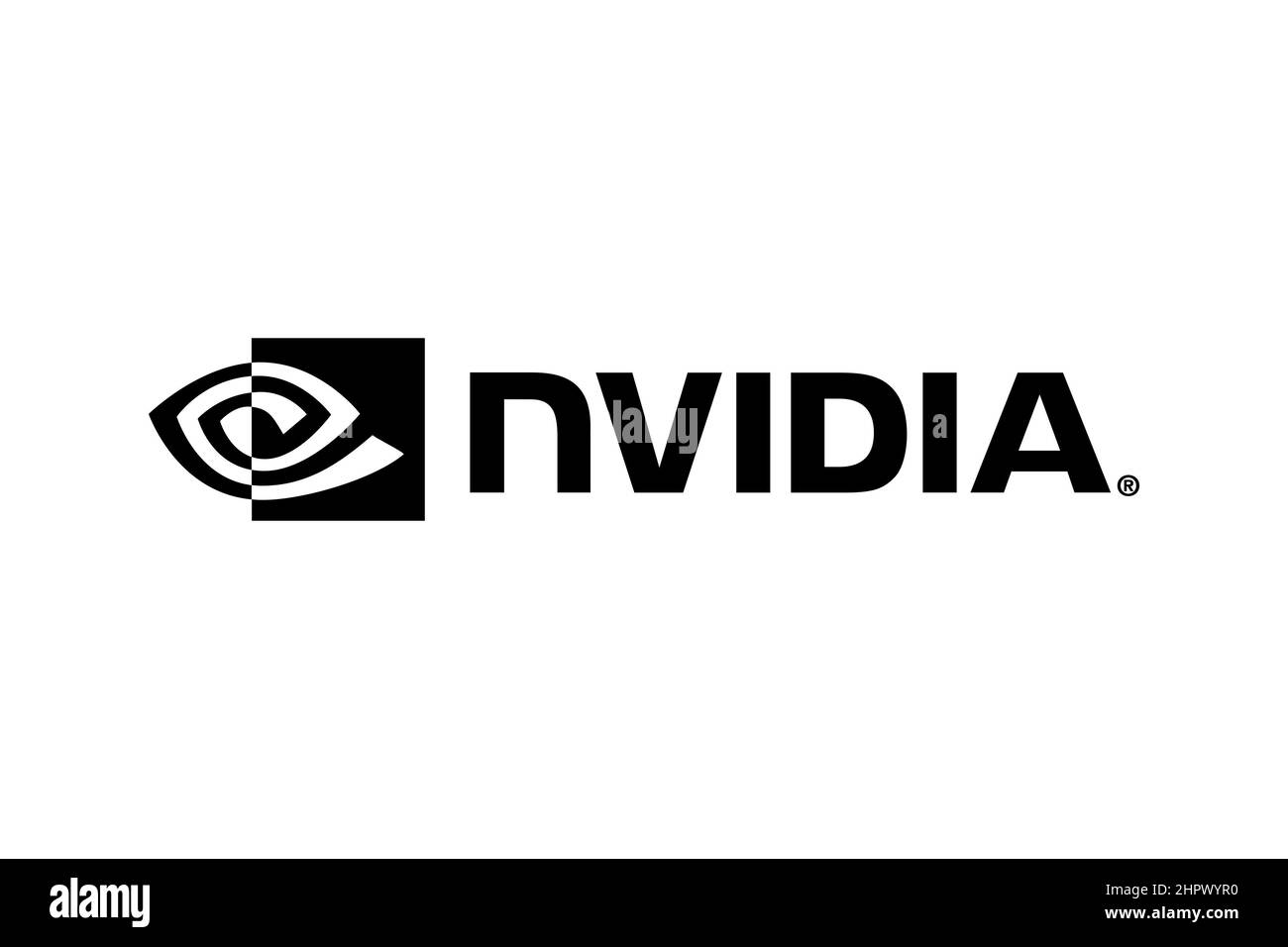 NVIDIA horizontal Noir, fond blanc, logo, marque Banque D'Images