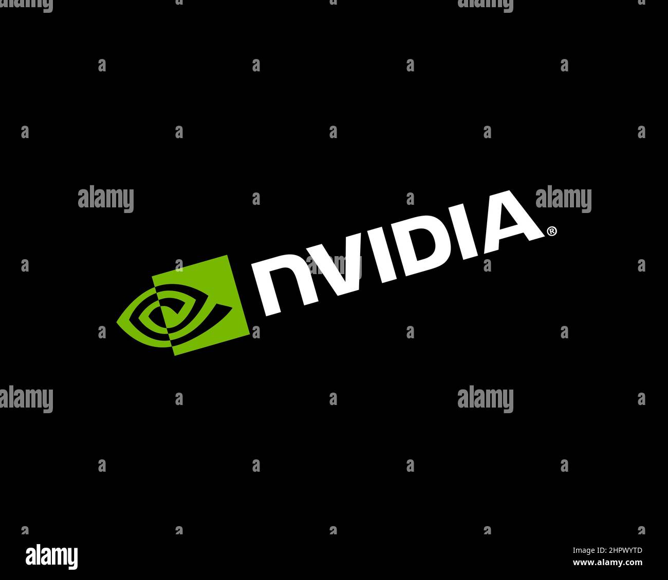 NVIDIA Light horizontal, pivoté, fond noir, logo, marque Banque D'Images