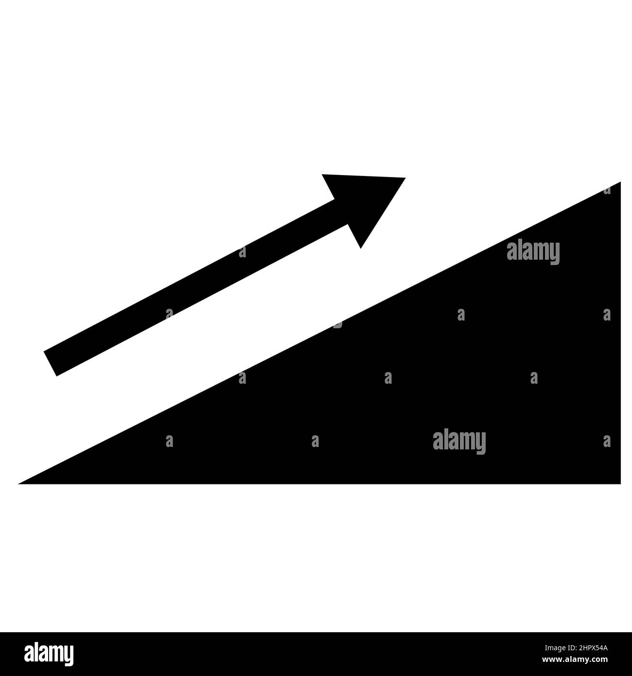pente avec flèche vers le haut sur fond blanc. Signe de montée. style plat. Banque D'Images