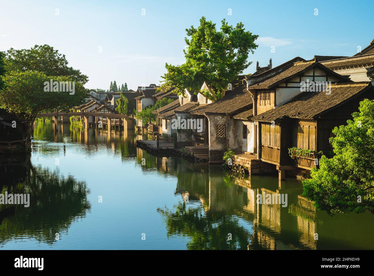paysage de wuzhen, une ville aquatique historique pittoresque à zhejiang, en chine Banque D'Images