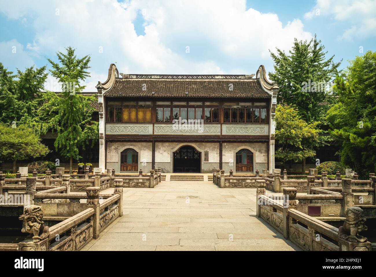 Salle principale de l'Académie de Zhaoming à wuzhen, Zhejiang, Chine Banque D'Images