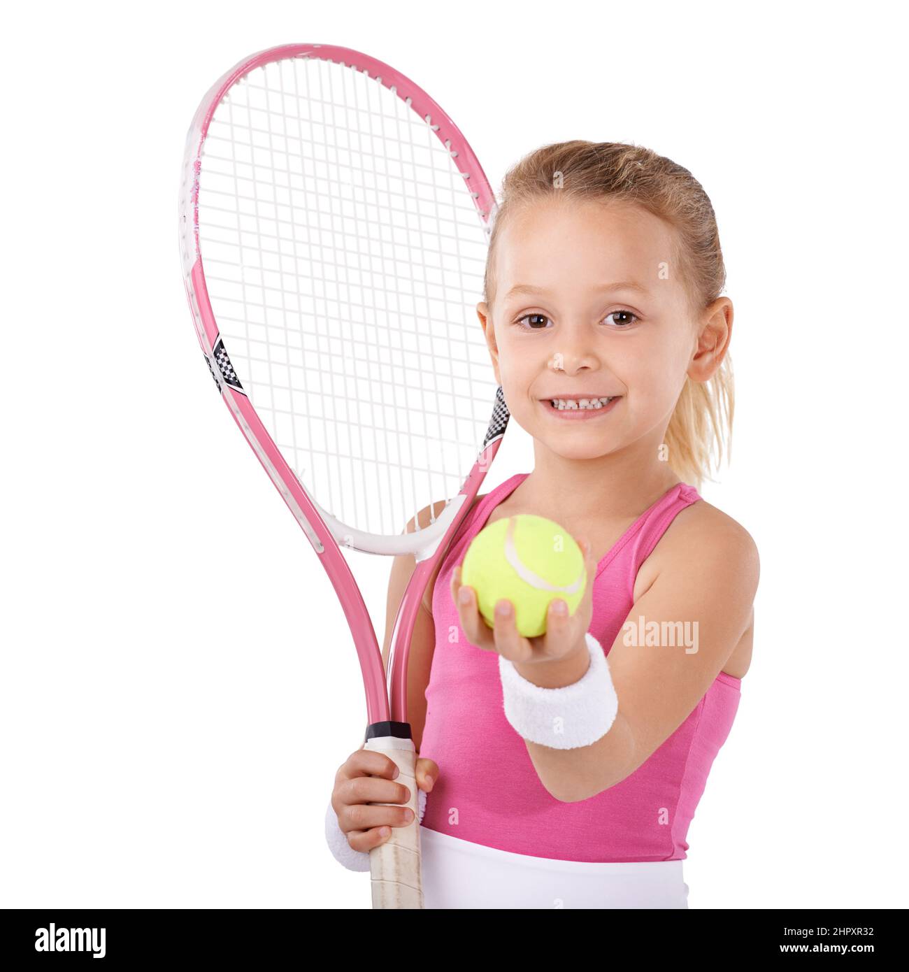 Elle a une passion pour le tennis. Portrait d'une jolie petite fille en  tenue de tennis Photo Stock - Alamy