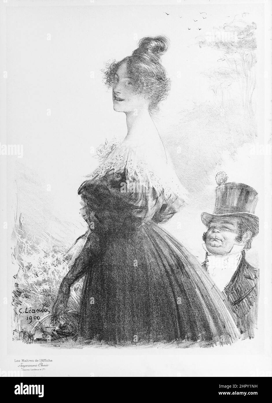 Artiste: Charles Leandre - Maitres de l'affiche, assiette bonus: Mimi Pinson - 1900. Dessin / illustration en noir et blanc. Banque D'Images