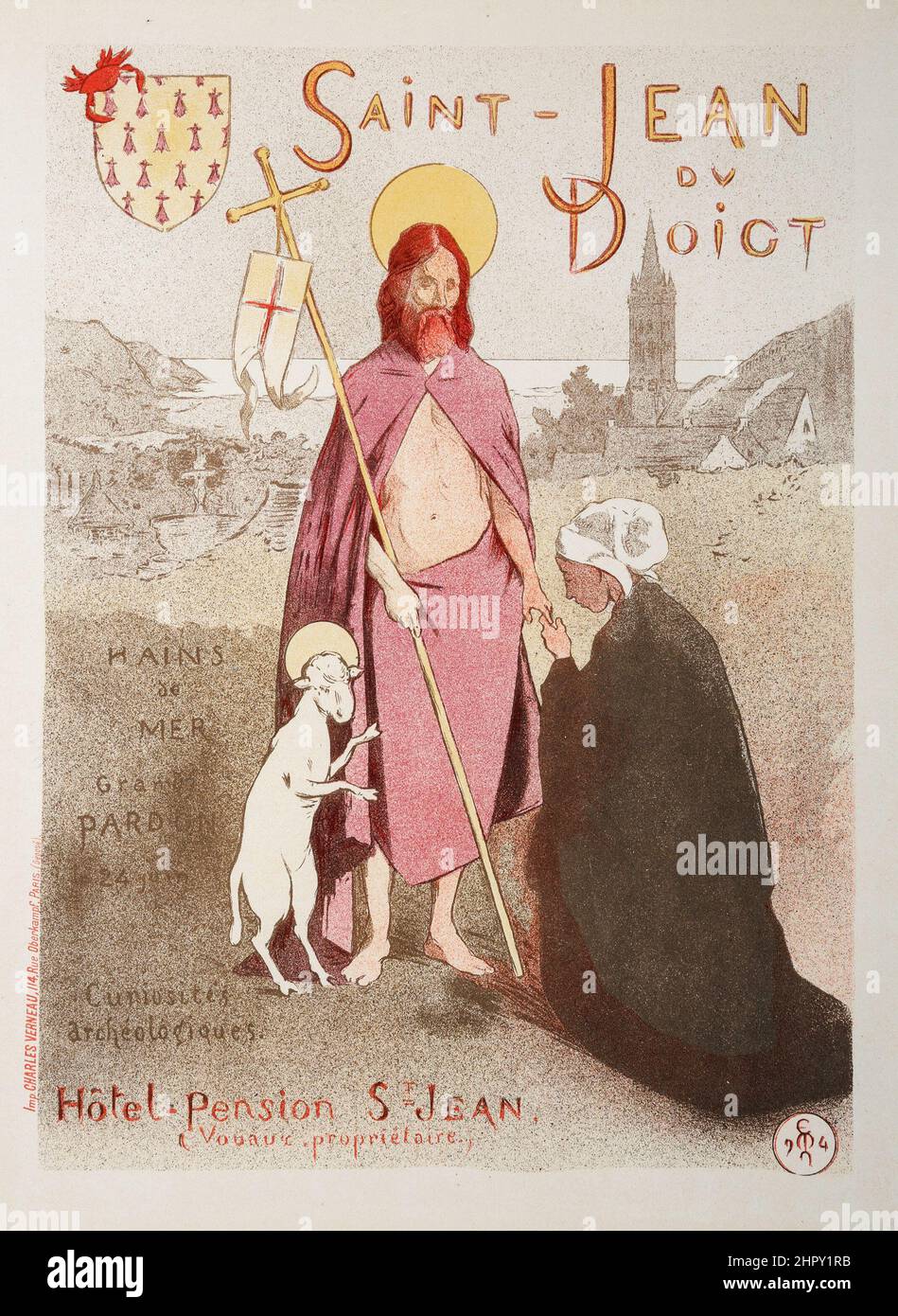 Etienne Moreau-Nelaton (1859-1927). Saint-Jean de Doigt (des Maitres de l'Affiche), planche 178. Lithographie en couleurs. 1899. Banque D'Images