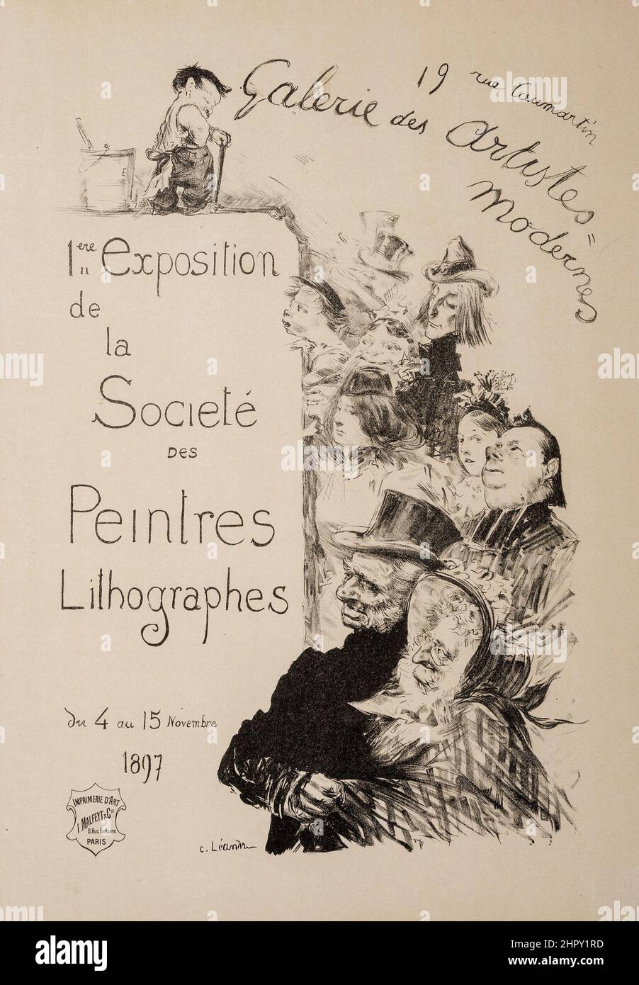 Exposition de la Société des Peintres Lithographes (des Maitres de l'Affiche), planche 206, c 1900. Dessin, France. Banque D'Images