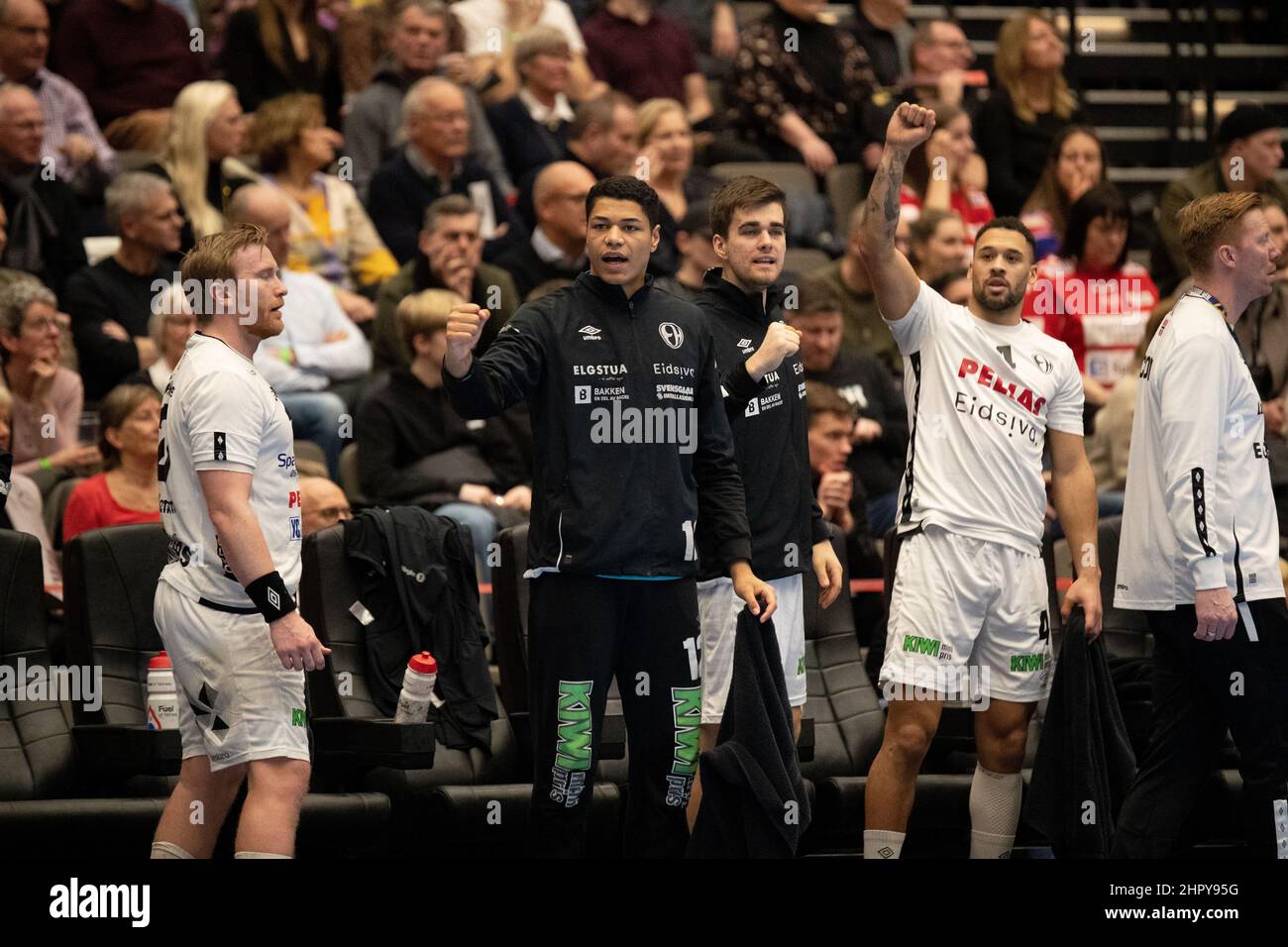 Aalborg, Danemark. 23rd févr. 2022. Emil Imsgard (12) d'Elverum Handball vu dans le match de la Ligue des champions de l'EHF entre Aalborg Handball et Elverum Handball à Jutlander Bank Arena à Aalborg. (Crédit photo : Gonzales photo/Alamy Live News Banque D'Images