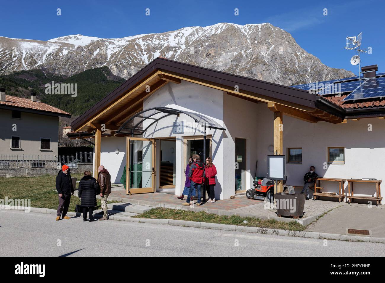 4th février 2022 - Pretare, Arquata del Tronto (AP) Marche - Italie. Don Luigi Ciotti réunion publique, la reconstruction de la communauté dans la légalité (zones de tremblement de terre) | Credit: Andrea Vagnoni Banque D'Images