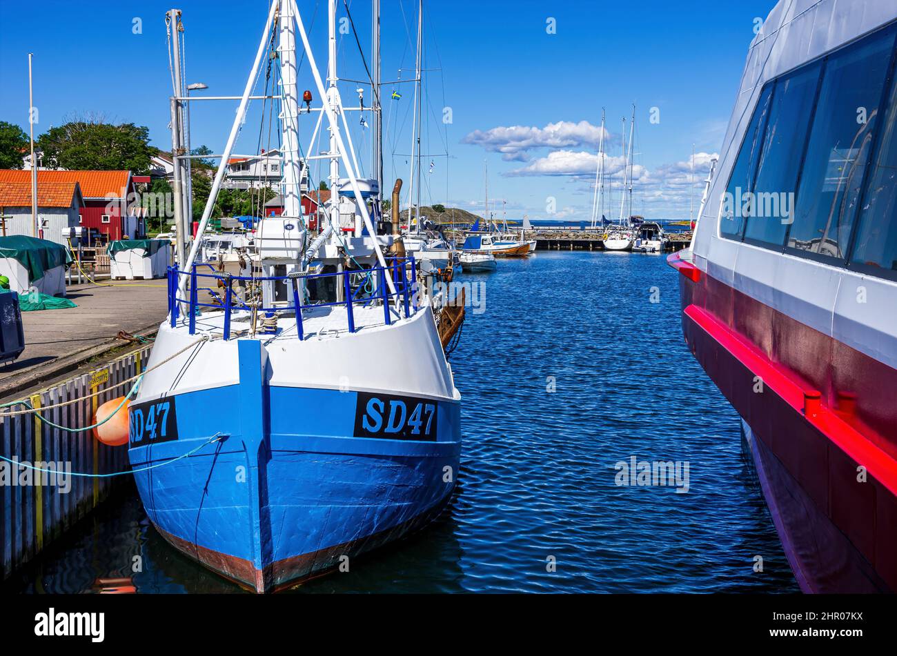 Cutter SD47 dans le port d'Ekenäs sur l'île de Koster Sud près de Strömstad, Bohuslän, Västra Götalands län, Suède. Banque D'Images