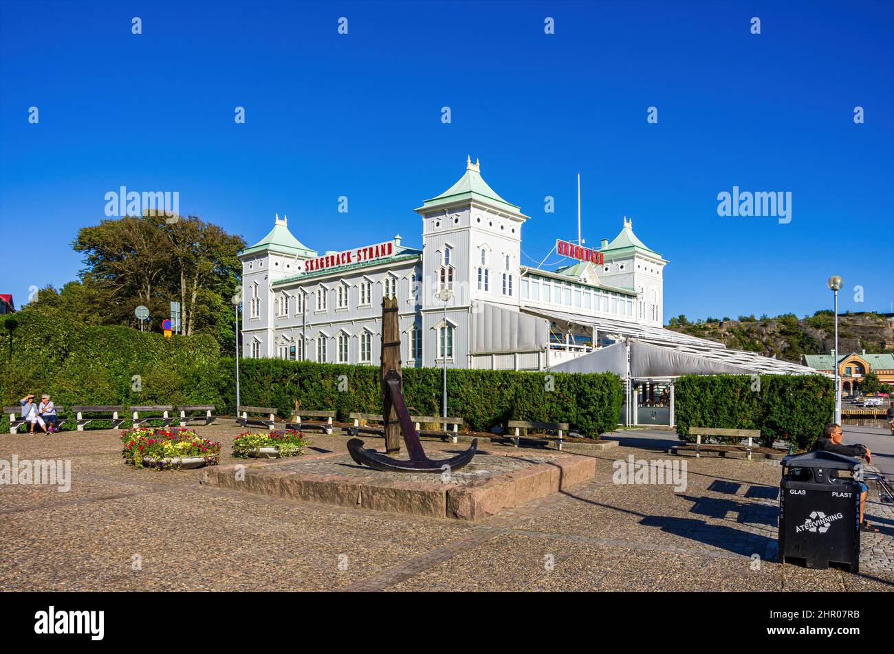 Skagerack Culture House et Restaurant le long du front de mer à Strömstad, Bohuslän, Västra Götalands län, Suède, août 11, 2016. Banque D'Images