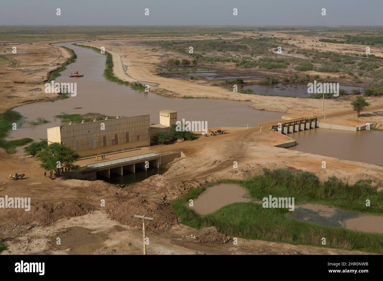 Infrastructure d'irrigation dans le delta du fleuve Sénégal Banque D'Images