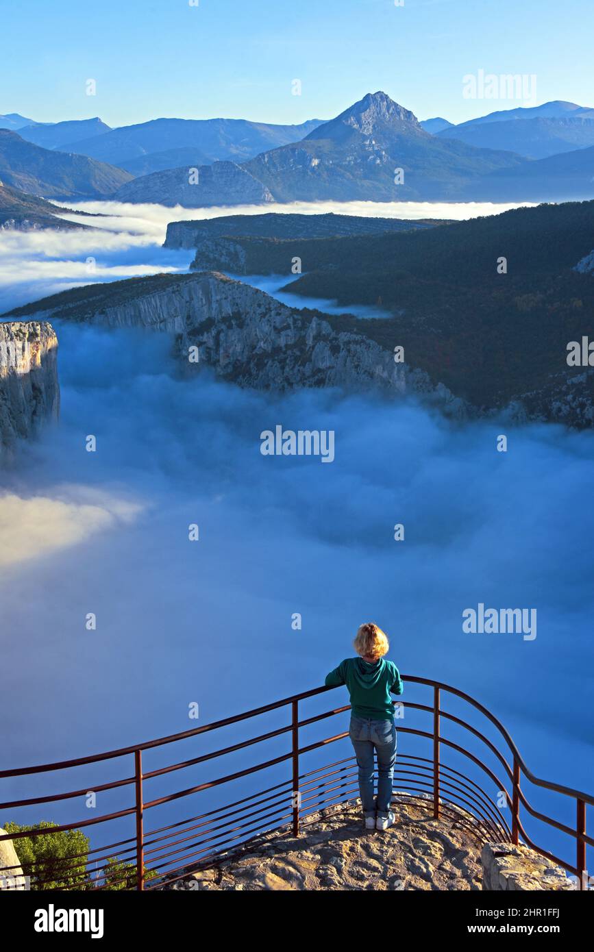 Pittoresque route des Crétes, vue sur le grand Canyon du Verdon, France, Alpes de haute Provence, la Palud sur Verdon Banque D'Images