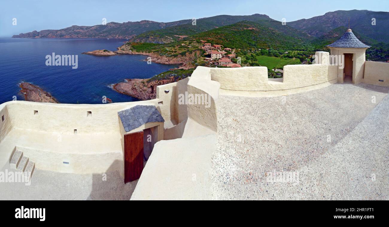 Vue depuis la forteresse de Girolata, France, Corse, Osani Banque D'Images